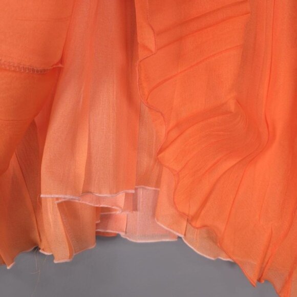 Komarov Women's Dress MEDIUM Ombre Print Orange White Chiffon Pleated USA MADE - Picture 7 of 9